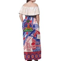 Afro-Haitians Proud Off Shoulder Maxi Dress Haiti Coat Of Arms Dashiki