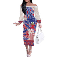 Afro-Haitians Proud Off The Shoulder Long Sleeve Dress Haiti Coat Of Arms Dashiki