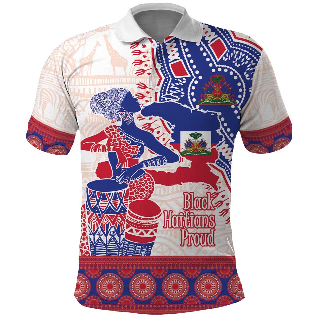 Afro-Haitians Proud Polo Shirt Haiti Coat Of Arms Dashiki