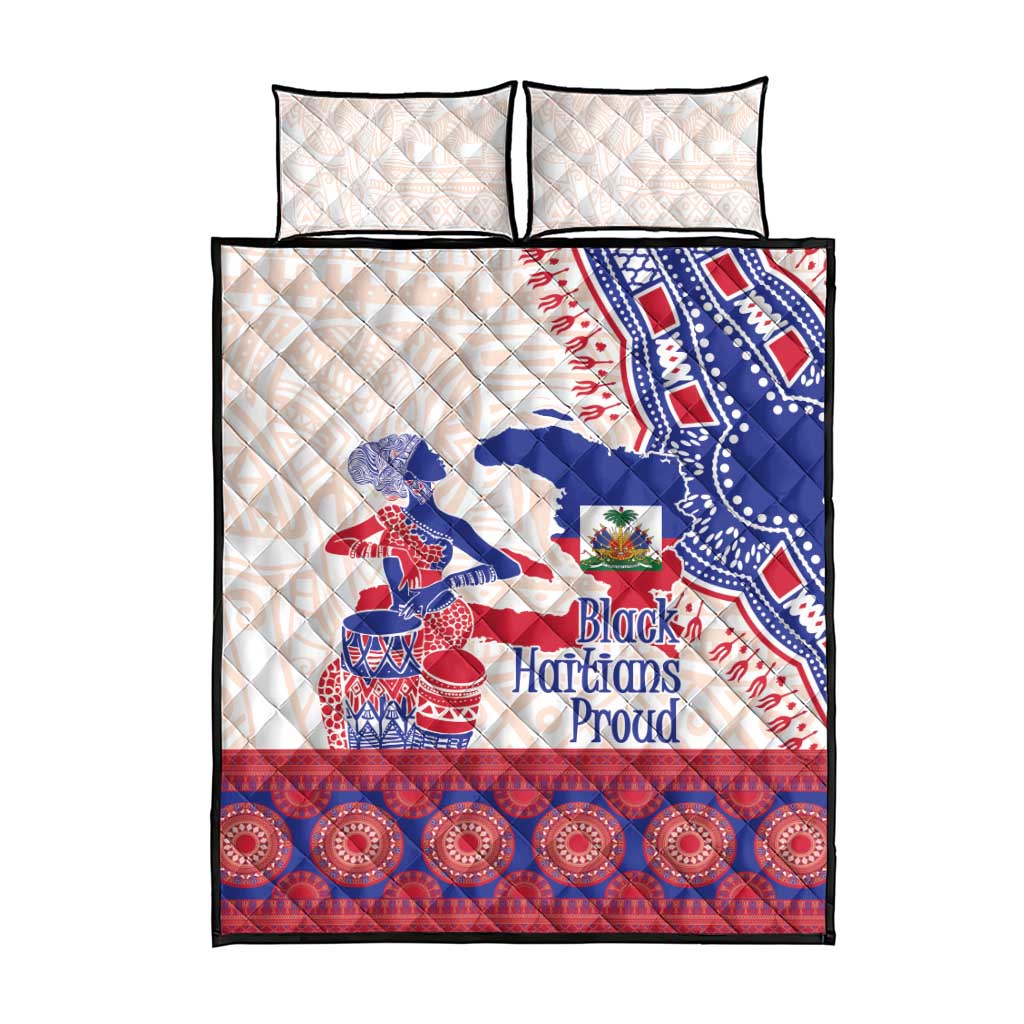 Afro-Haitians Proud Quilt Bed Set Haiti Coat Of Arms Dashiki