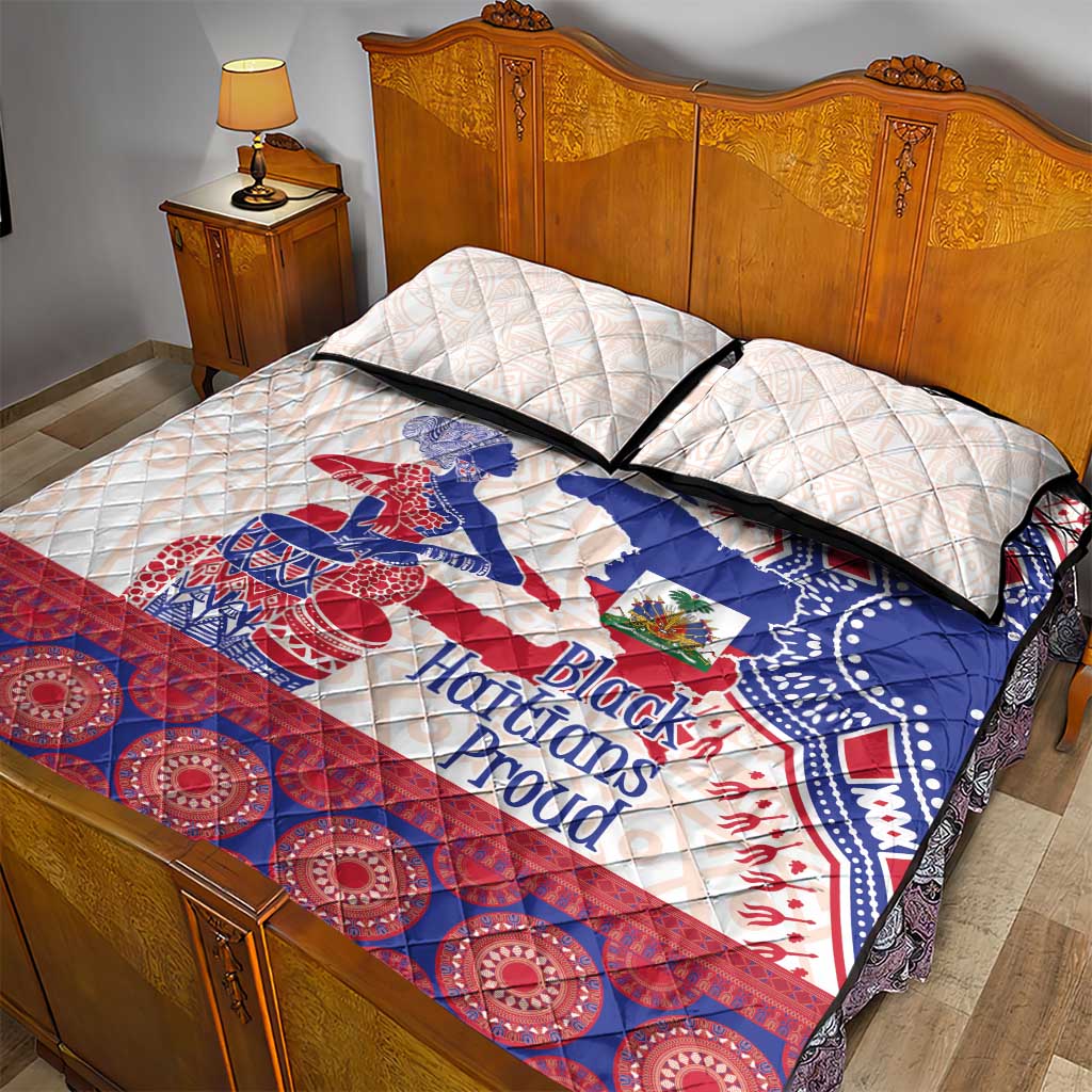 Afro-Haitians Proud Quilt Bed Set Haiti Coat Of Arms Dashiki