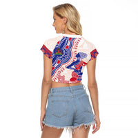 Afro-Haitians Proud Raglan Cropped T Shirt Haiti Coat Of Arms Dashiki