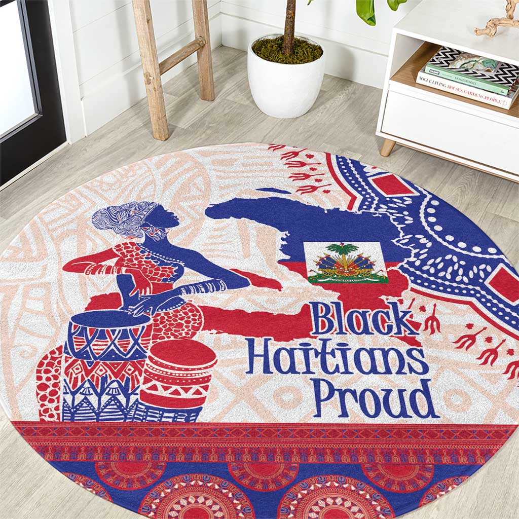 Afro-Haitians Proud Round Carpet Haiti Coat Of Arms Dashiki