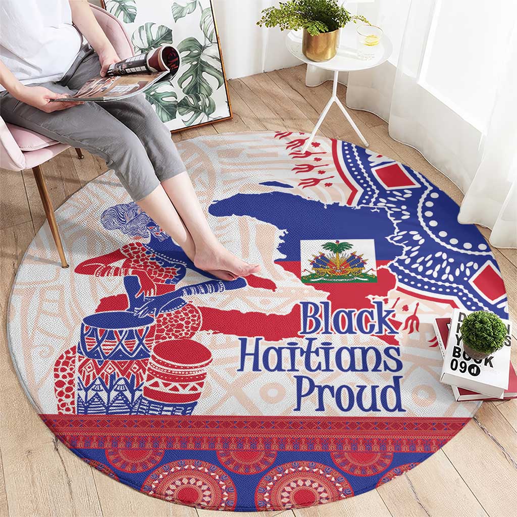 Afro-Haitians Proud Round Carpet Haiti Coat Of Arms Dashiki