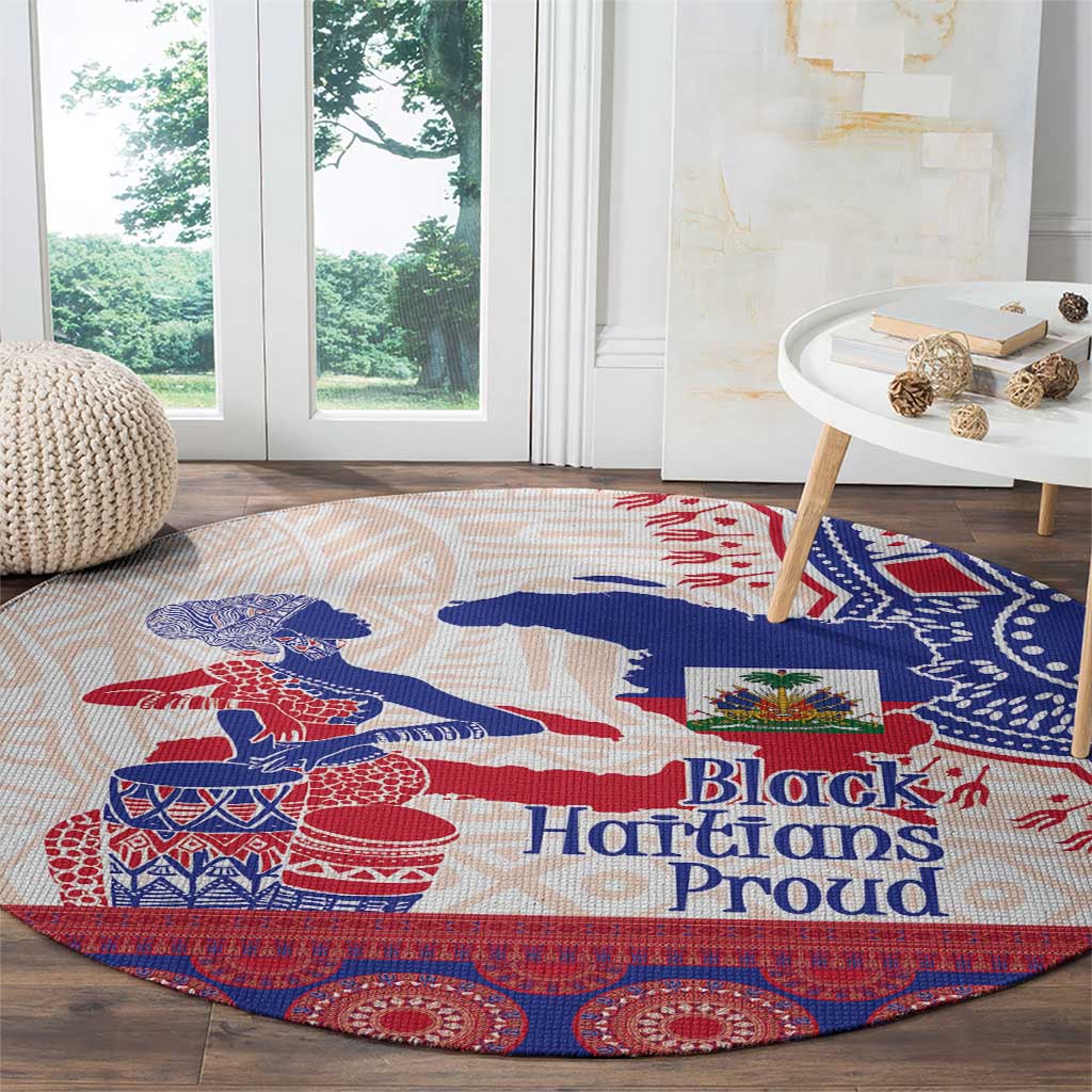 Afro-Haitians Proud Round Carpet Haiti Coat Of Arms Dashiki