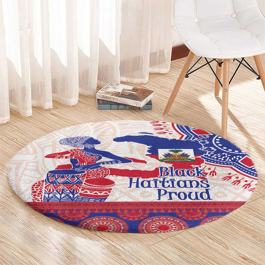 Afro-Haitians Proud Round Carpet Haiti Coat Of Arms Dashiki