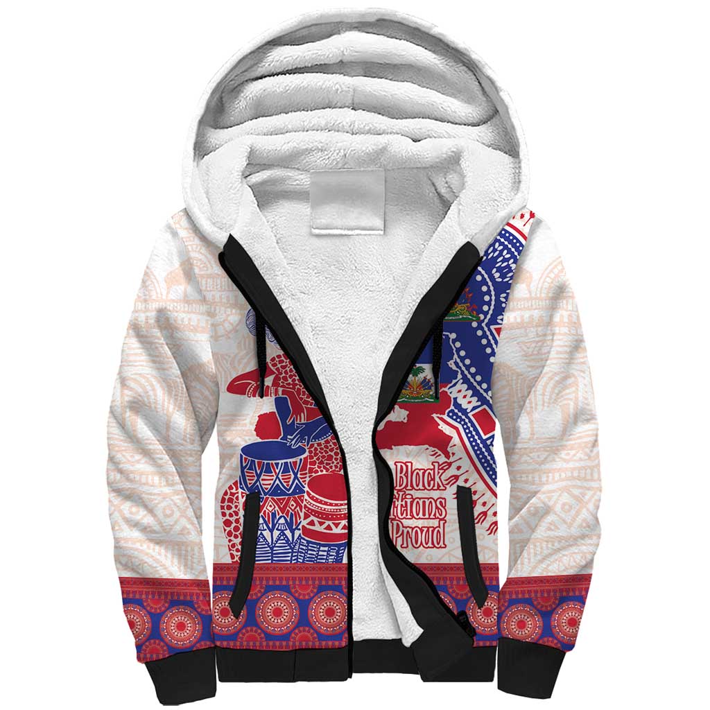 Afro-Haitians Proud Sherpa Hoodie Haiti Coat Of Arms Dashiki