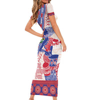 Afro-Haitians Proud Short Sleeve Bodycon Dress Haiti Coat Of Arms Dashiki