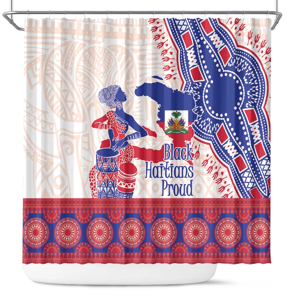 Afro-Haitians Proud Shower Curtain Haiti Coat Of Arms Dashiki