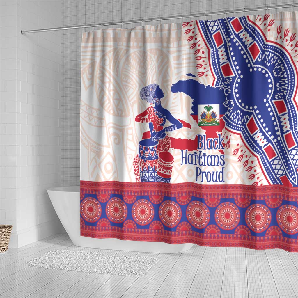 Afro-Haitians Proud Shower Curtain Haiti Coat Of Arms Dashiki