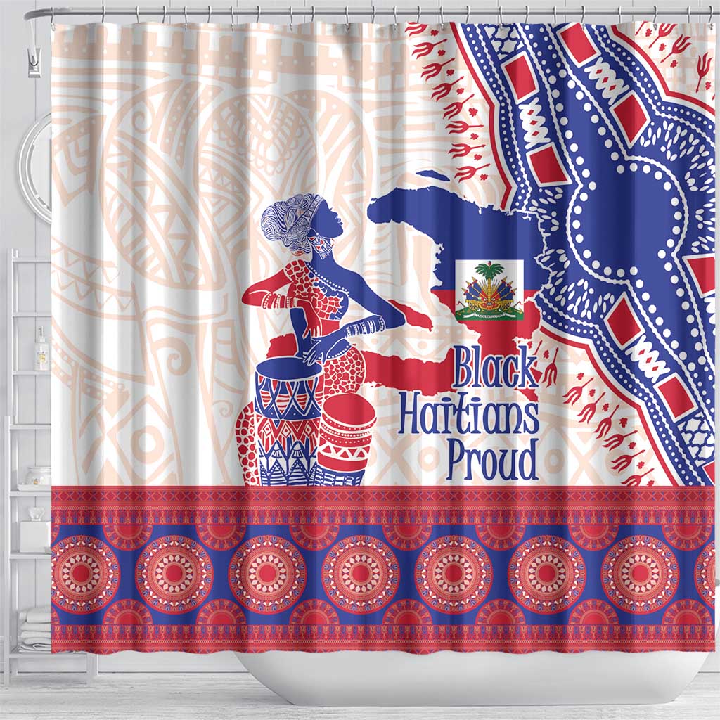 Afro-Haitians Proud Shower Curtain Haiti Coat Of Arms Dashiki