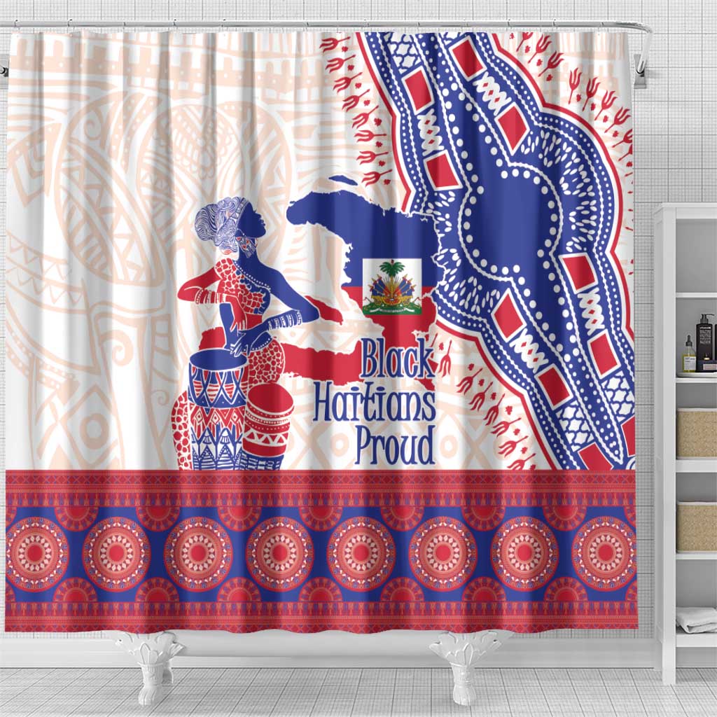 Afro-Haitians Proud Shower Curtain Haiti Coat Of Arms Dashiki