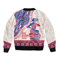 Afro-Haitians Proud Sleeve Zip Bomber Jacket Haiti Coat Of Arms Dashiki