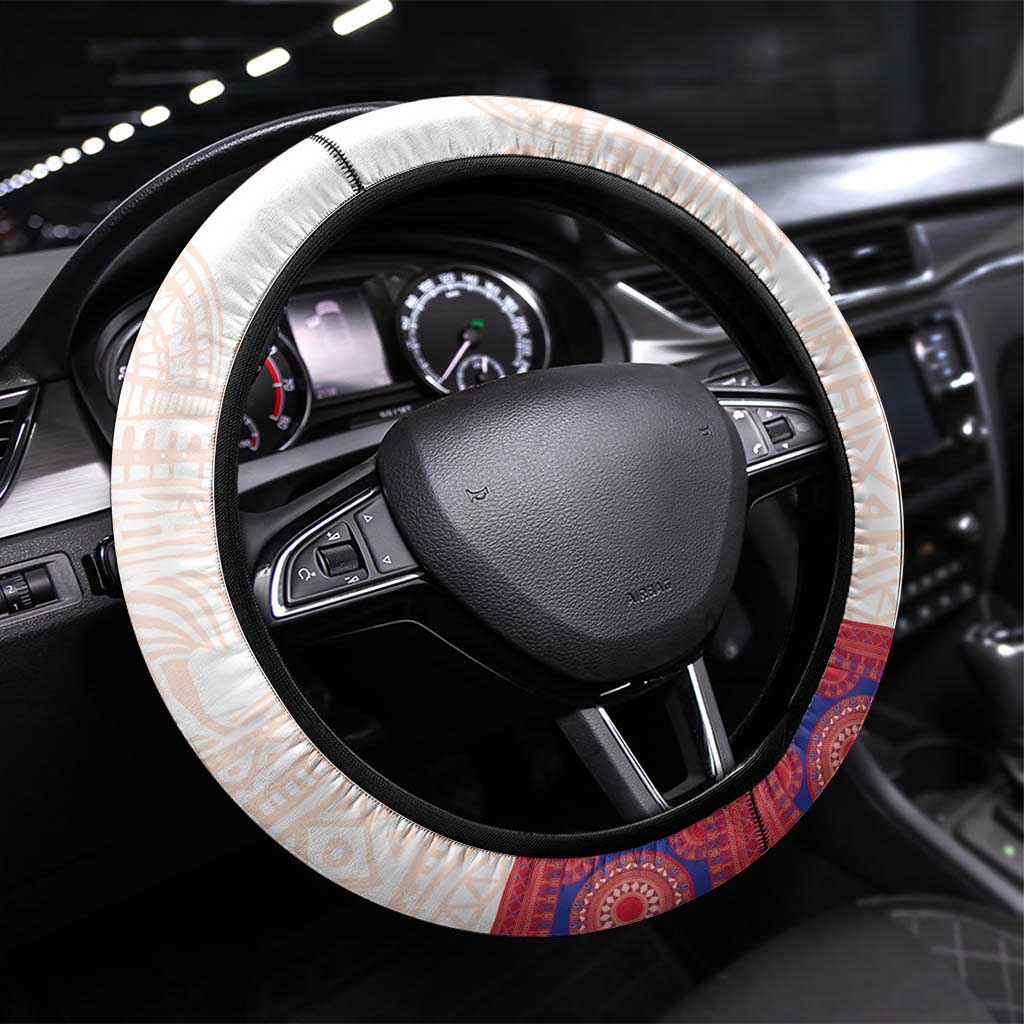 Afro-Haitians Proud Steering Wheel Cover Haiti Coat Of Arms Dashiki