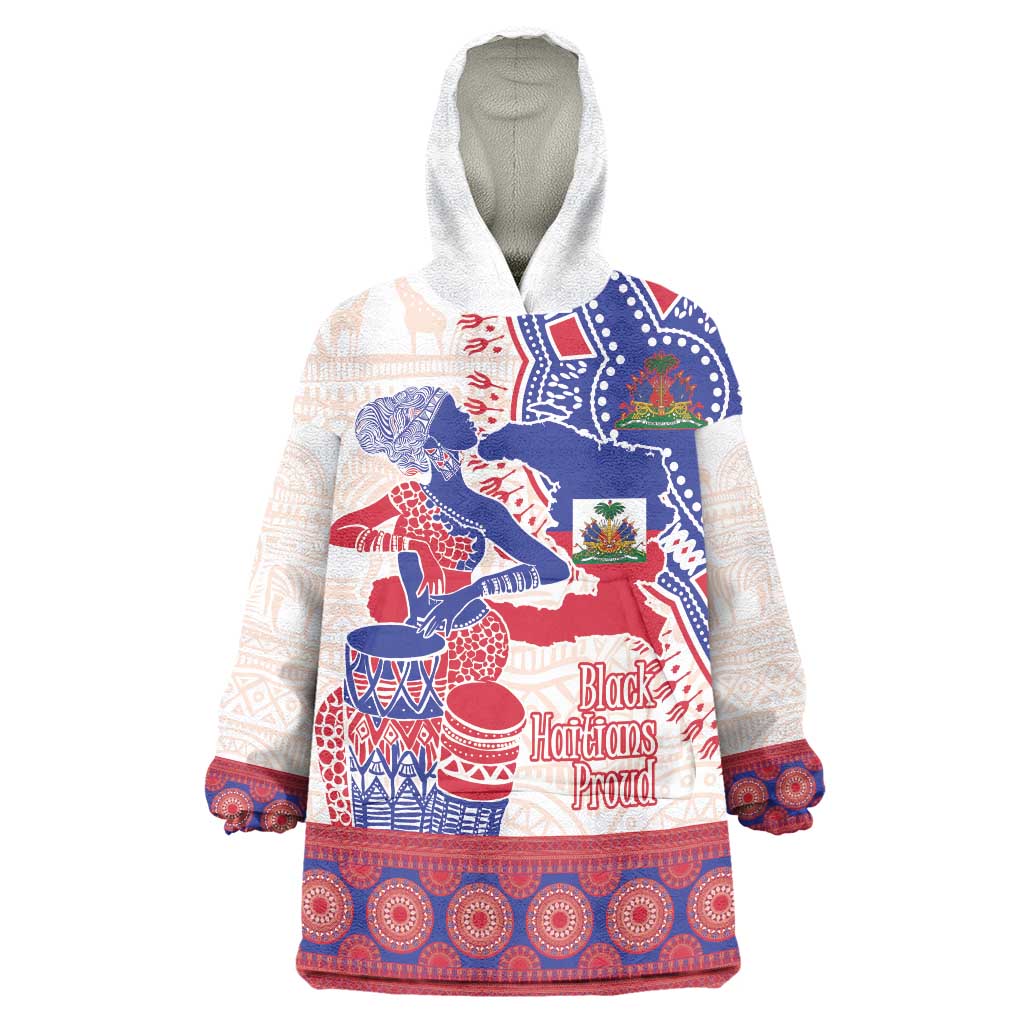 Afro-Haitians Proud Wearable Blanket Hoodie Haiti Coat Of Arms Dashiki