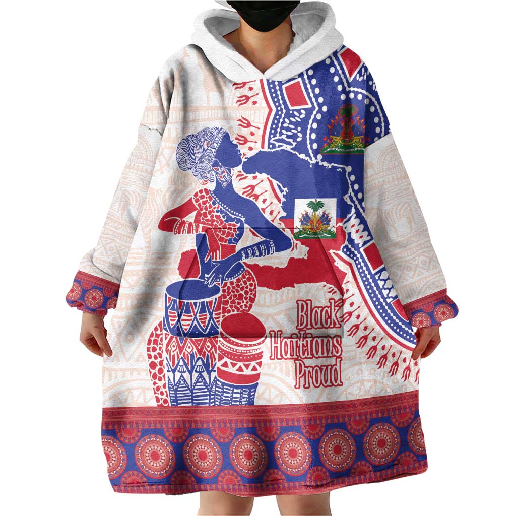 Afro-Haitians Proud Wearable Blanket Hoodie Haiti Coat Of Arms Dashiki