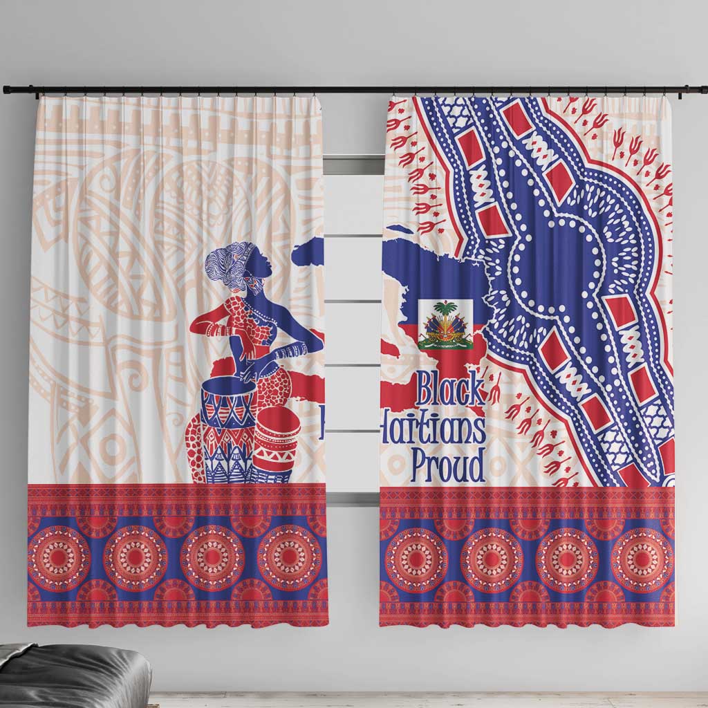 Afro-Haitians Proud Window Curtain Haiti Coat Of Arms Dashiki