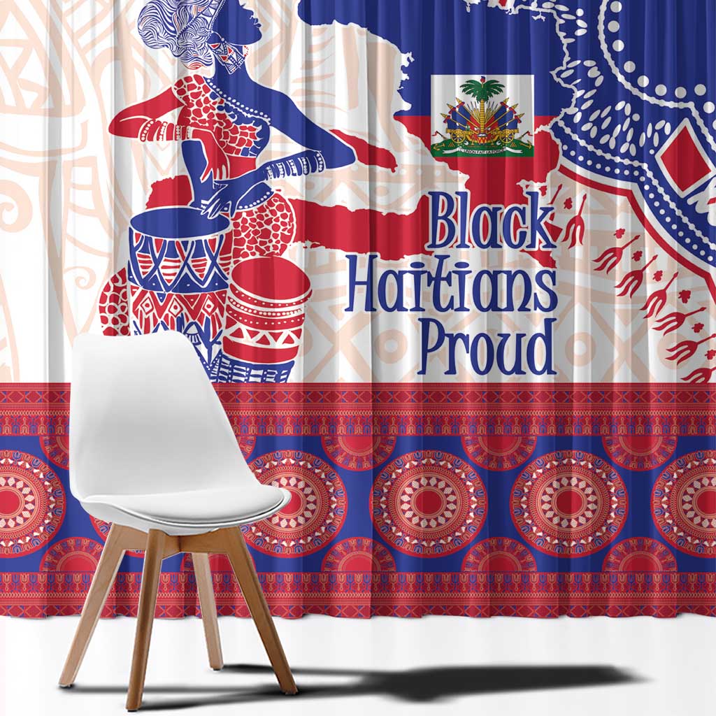 Afro-Haitians Proud Window Curtain Haiti Coat Of Arms Dashiki