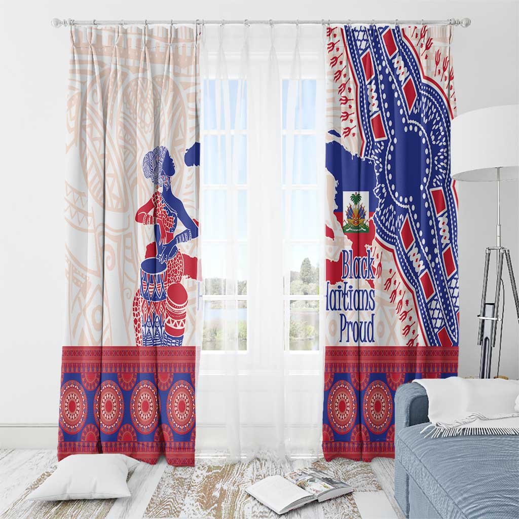 Afro-Haitians Proud Window Curtain Haiti Coat Of Arms Dashiki
