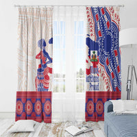 Afro-Haitians Proud Window Curtain Haiti Coat Of Arms Dashiki