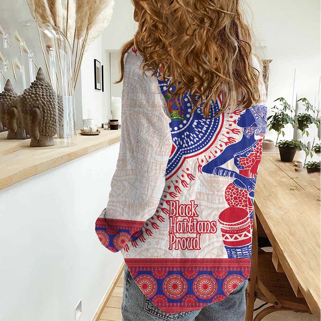 Afro-Haitians Proud Women Casual Shirt Haiti Coat Of Arms Dashiki