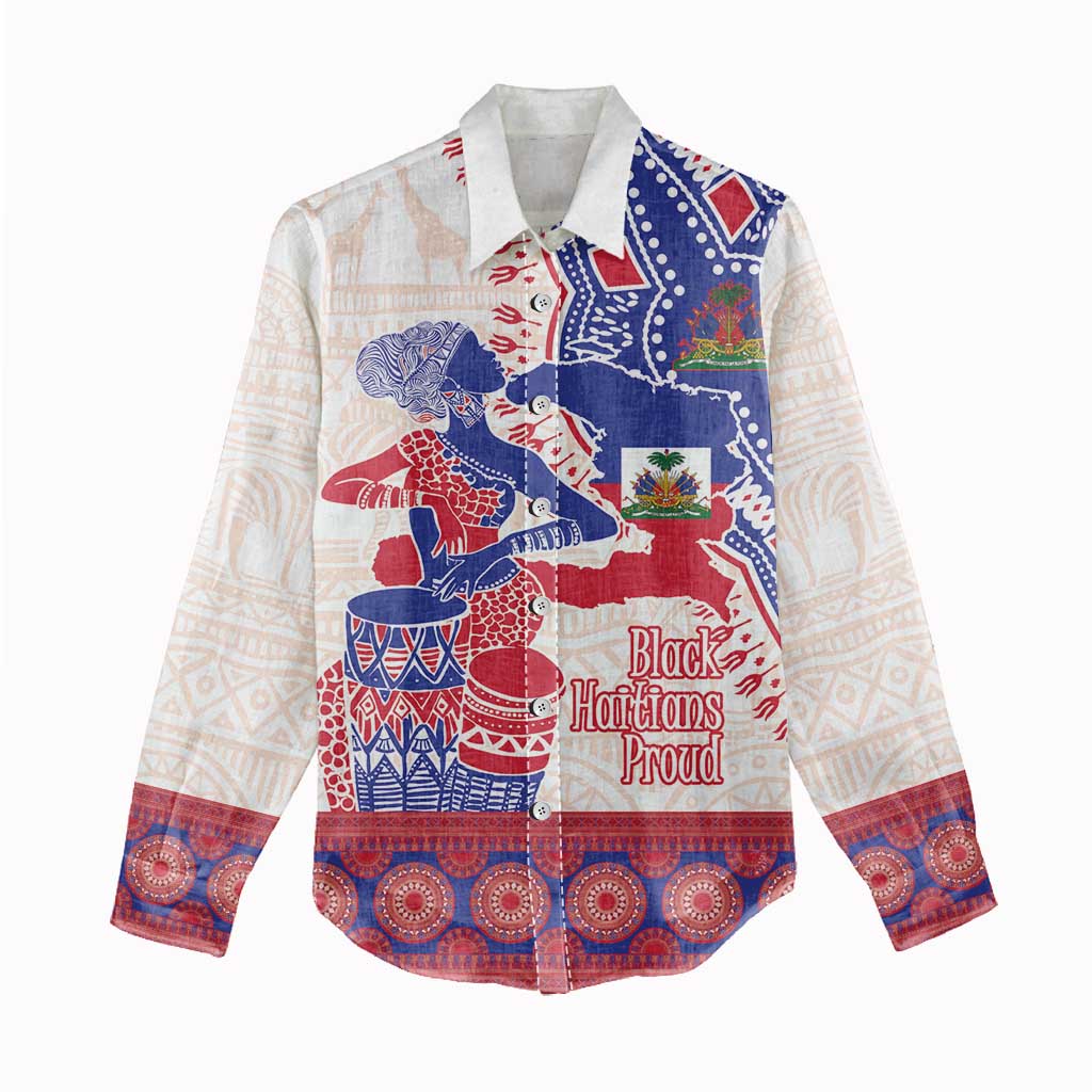 Afro-Haitians Proud Women Casual Shirt Haiti Coat Of Arms Dashiki