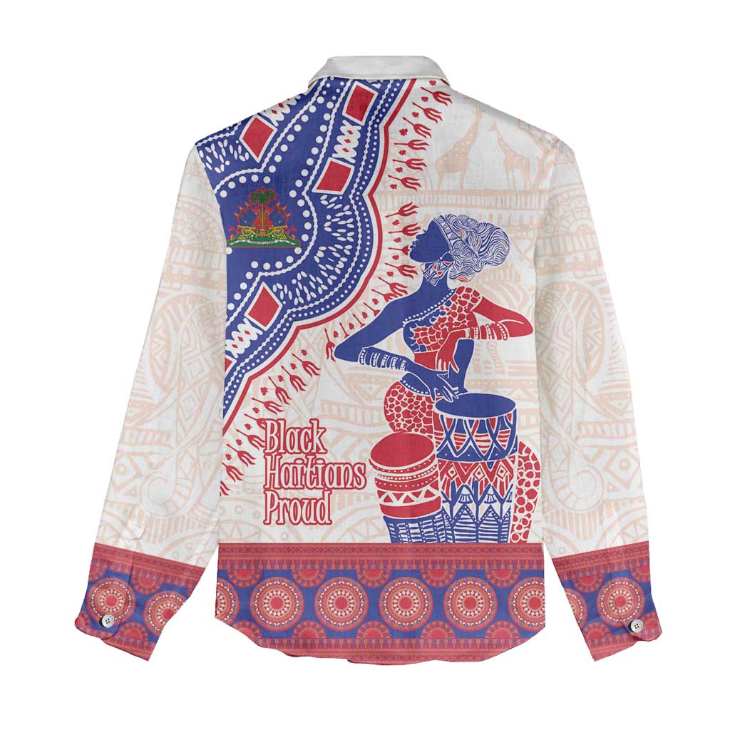 Afro-Haitians Proud Women Casual Shirt Haiti Coat Of Arms Dashiki