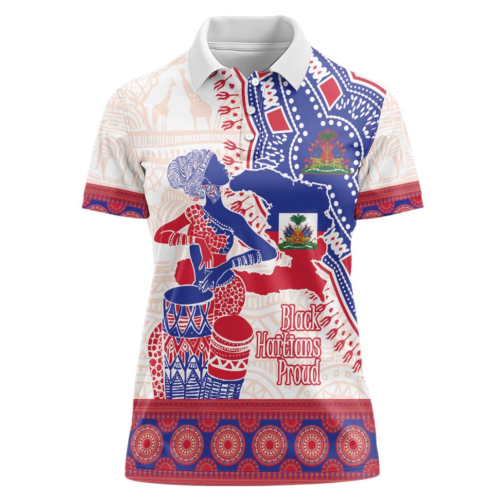Afro-Haitians Proud Women Polo Shirt Haiti Coat Of Arms Dashiki