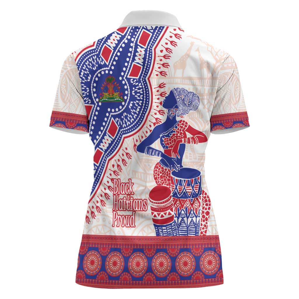 Afro-Haitians Proud Women Polo Shirt Haiti Coat Of Arms Dashiki