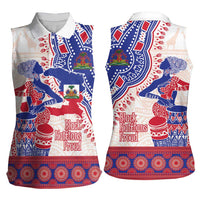 Afro-Haitians Proud Women Sleeveless Polo Shirt Haiti Coat Of Arms Dashiki
