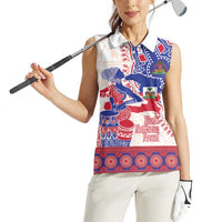Afro-Haitians Proud Women Sleeveless Polo Shirt Haiti Coat Of Arms Dashiki