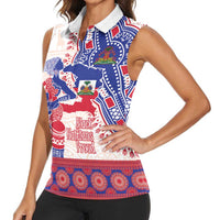 Afro-Haitians Proud Women Sleeveless Polo Shirt Haiti Coat Of Arms Dashiki