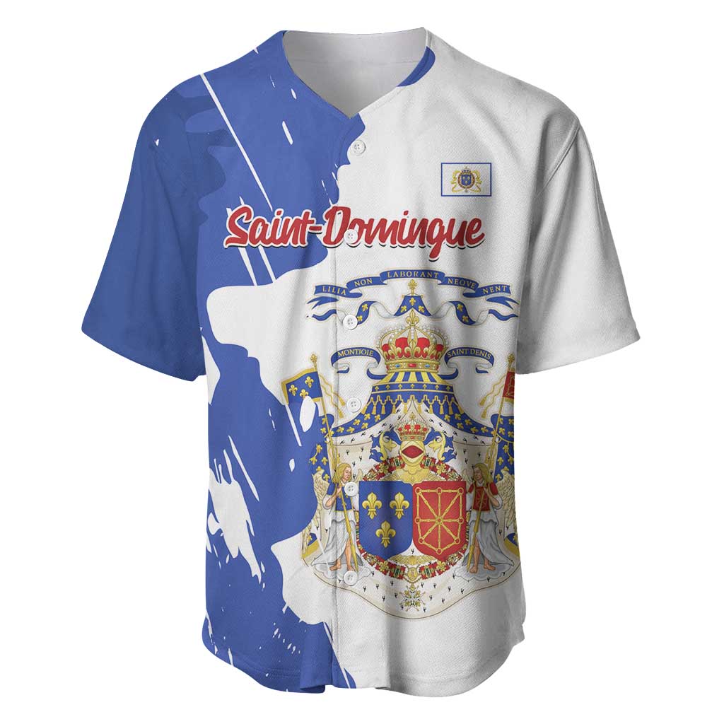 Personalised Saint-Domingue Baseball Jersey Coat Of Arms Grunge Style