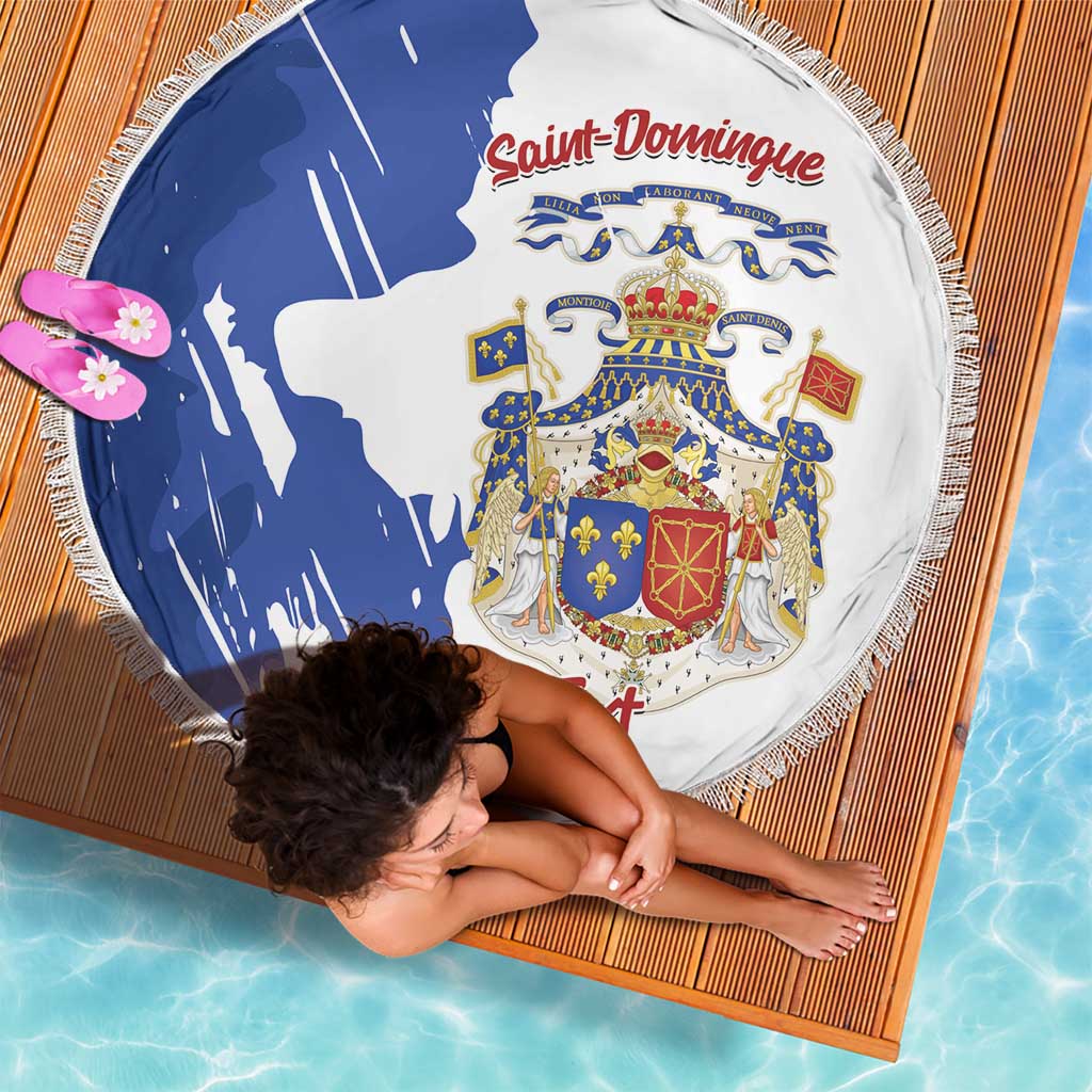 Personalised Saint-Domingue Beach Blanket Coat Of Arms Grunge Style