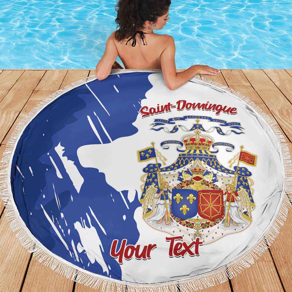 Personalised Saint-Domingue Beach Blanket Coat Of Arms Grunge Style