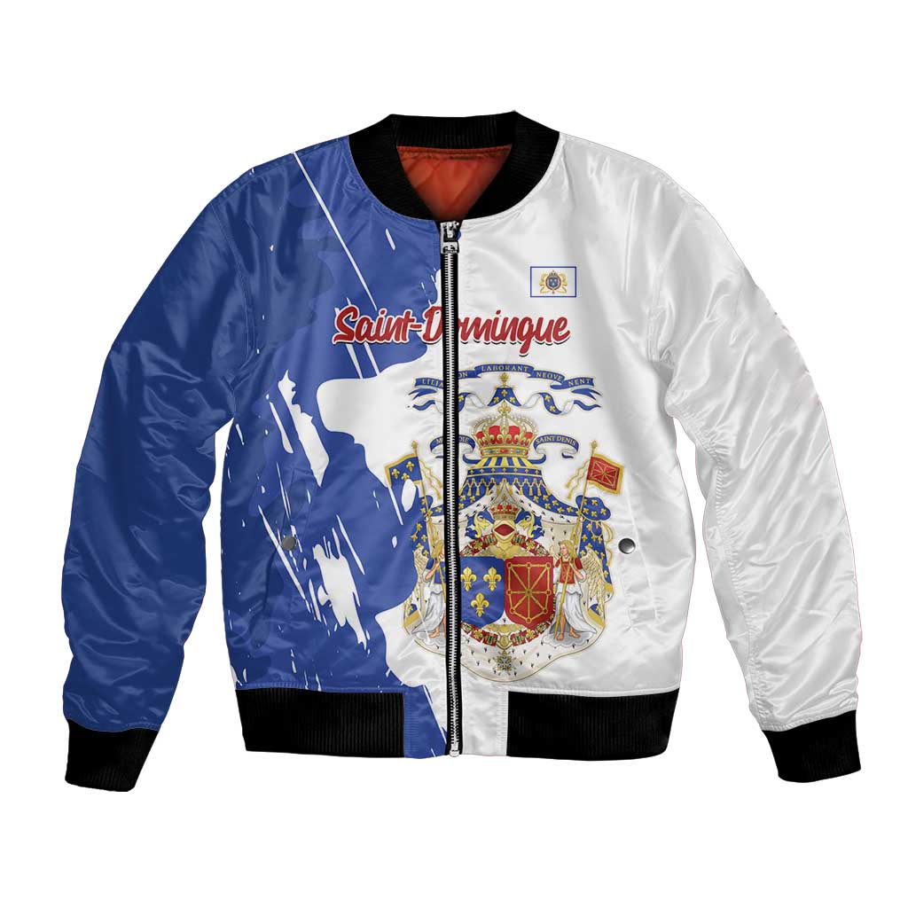 Personalised Saint-Domingue Bomber Jacket Coat Of Arms Grunge Style