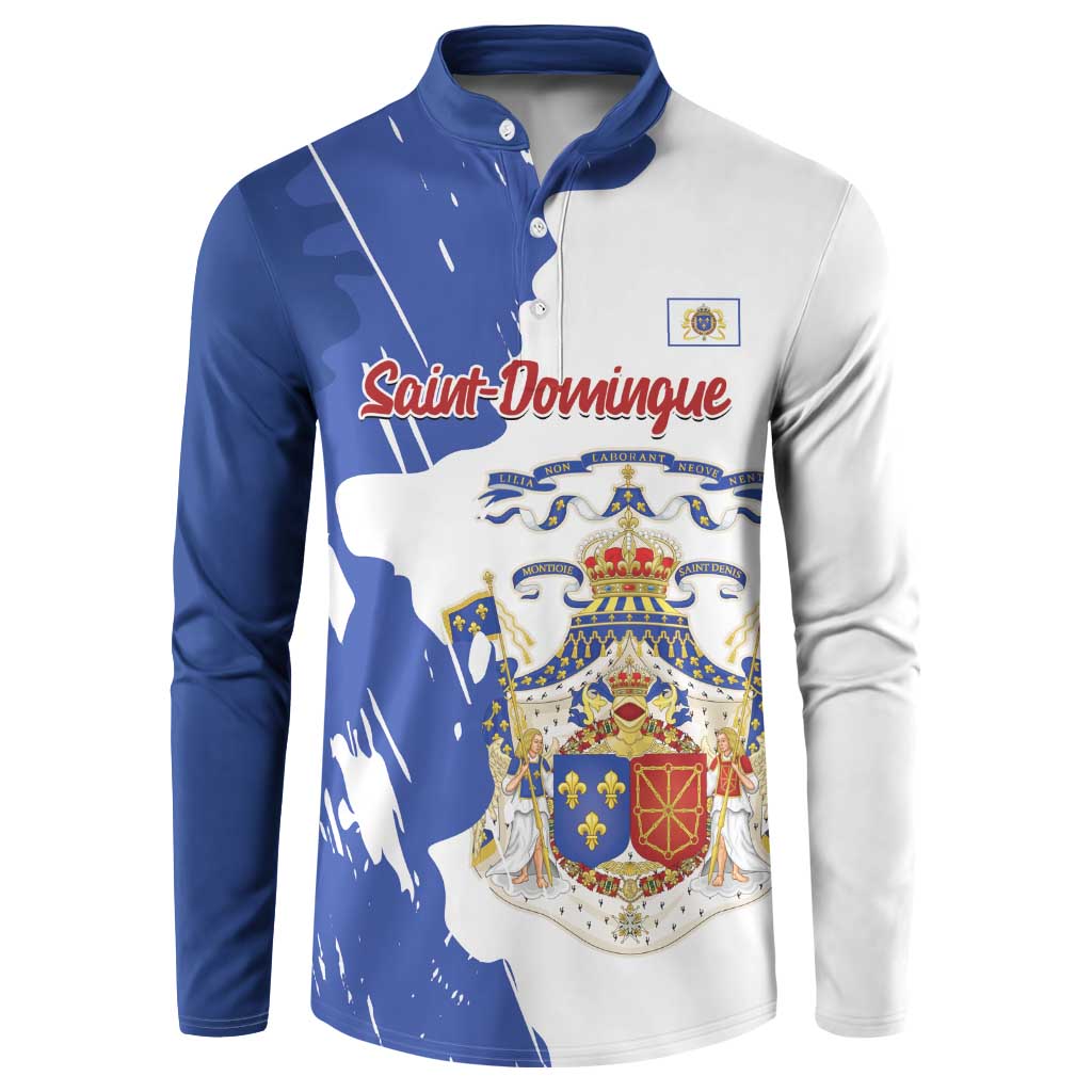 Personalised Saint-Domingue Button Sweatshirt Coat Of Arms Grunge Style