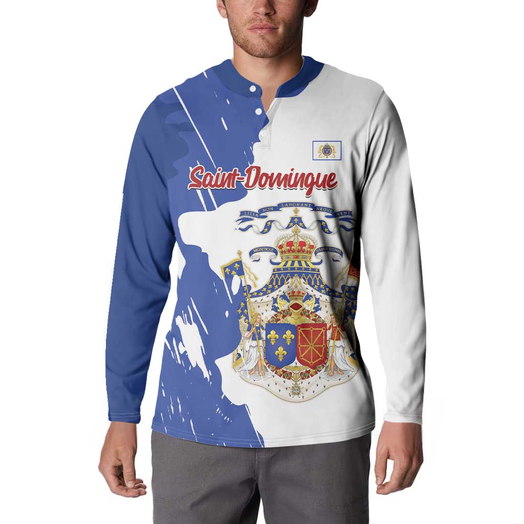 Personalised Saint-Domingue Button Sweatshirt Coat Of Arms Grunge Style