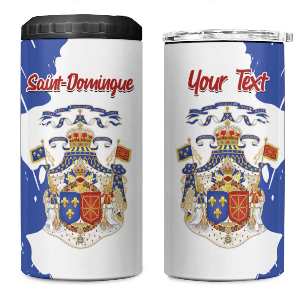 Personalised Saint-Domingue 4 in 1 Can Cooler Tumbler Coat Of Arms Grunge Style