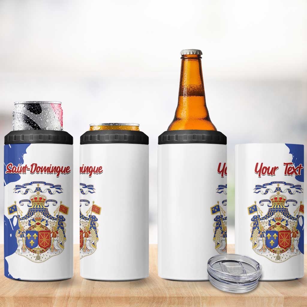 Personalised Saint-Domingue 4 in 1 Can Cooler Tumbler Coat Of Arms Grunge Style
