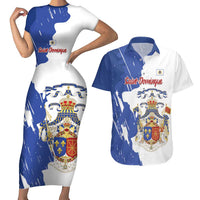 Personalised Saint-Domingue Couples Matching Short Sleeve Bodycon Dress and Hawaiian Shirt Coat Of Arms Grunge Style