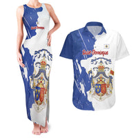Personalised Saint-Domingue Couples Matching Tank Maxi Dress and Hawaiian Shirt Coat Of Arms Grunge Style