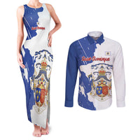 Personalised Saint-Domingue Couples Matching Tank Maxi Dress and Long Sleeve Button Shirt Coat Of Arms Grunge Style