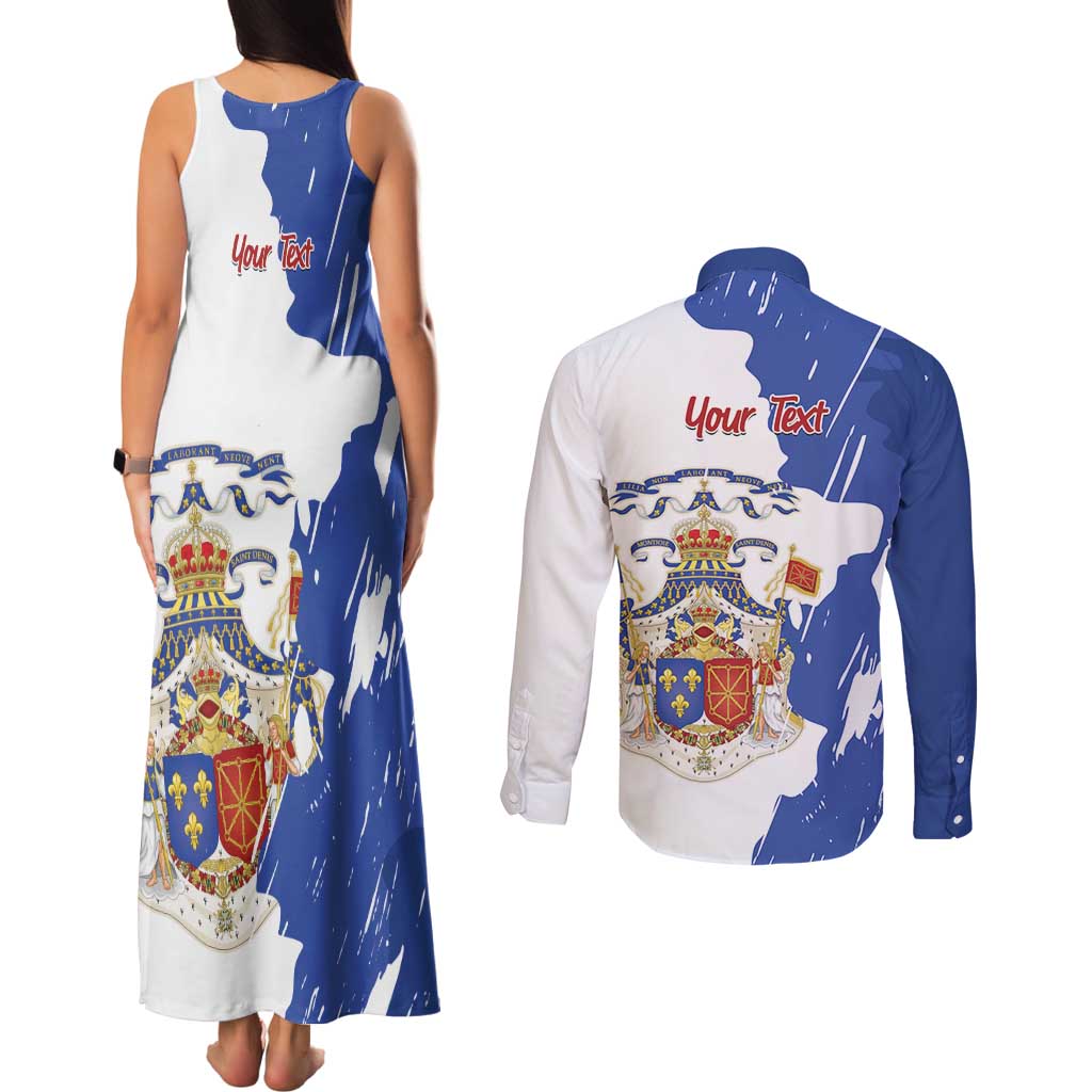 Personalised Saint-Domingue Couples Matching Tank Maxi Dress and Long Sleeve Button Shirt Coat Of Arms Grunge Style