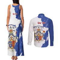 Personalised Saint-Domingue Couples Matching Tank Maxi Dress and Long Sleeve Button Shirt Coat Of Arms Grunge Style