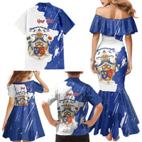 Personalised Saint-Domingue Family Matching Mermaid Dress and Hawaiian Shirt Coat Of Arms Grunge Style