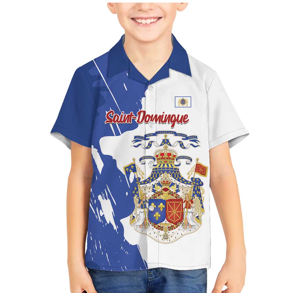 Personalised Saint-Domingue Family Matching Mermaid Dress and Hawaiian Shirt Coat Of Arms Grunge Style