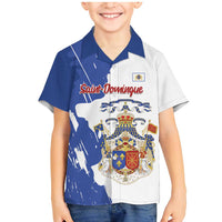 Personalised Saint-Domingue Family Matching Mermaid Dress and Hawaiian Shirt Coat Of Arms Grunge Style