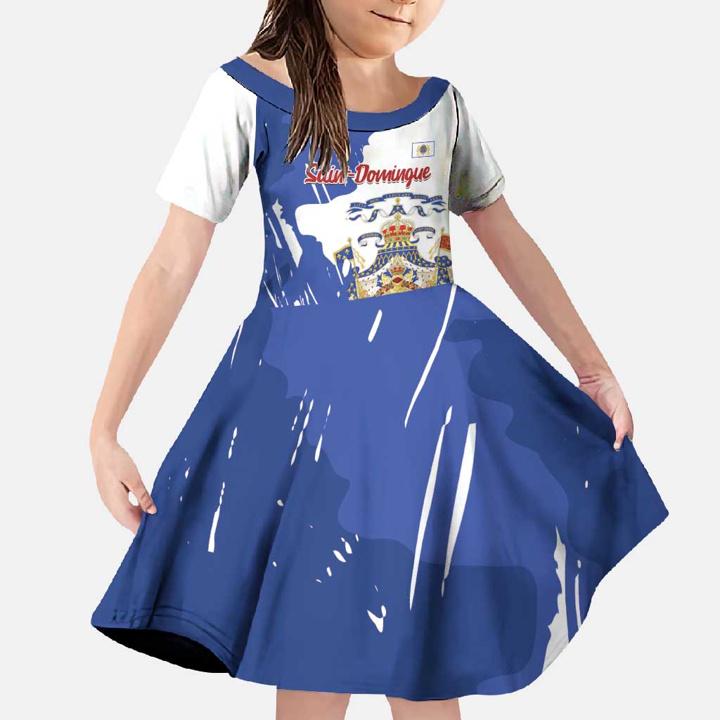 Personalised Saint-Domingue Family Matching Off Shoulder Maxi Dress and Hawaiian Shirt Coat Of Arms Grunge Style