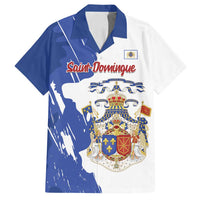 Personalised Saint-Domingue Family Matching Off Shoulder Short Dress and Hawaiian Shirt Coat Of Arms Grunge Style